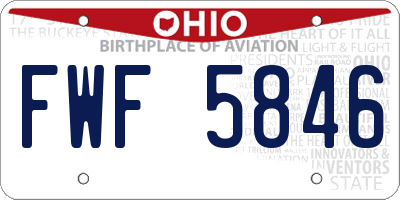 OH license plate FWF5846