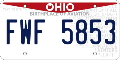 OH license plate FWF5853