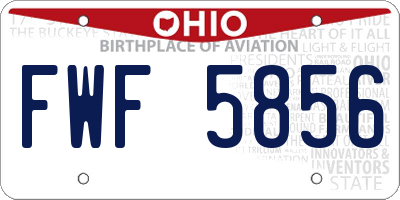 OH license plate FWF5856