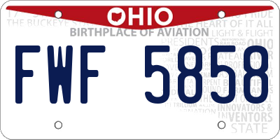 OH license plate FWF5858