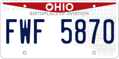 OH license plate FWF5870