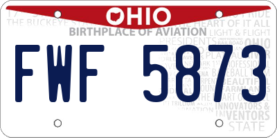OH license plate FWF5873