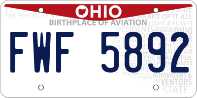 OH license plate FWF5892