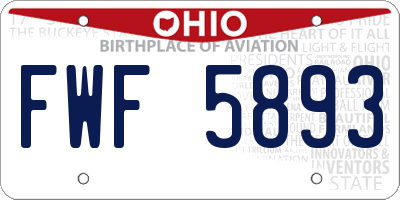 OH license plate FWF5893