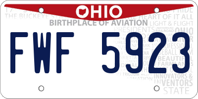 OH license plate FWF5923