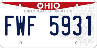 OH license plate FWF5931