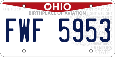 OH license plate FWF5953