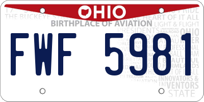 OH license plate FWF5981