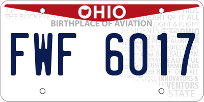 OH license plate FWF6017