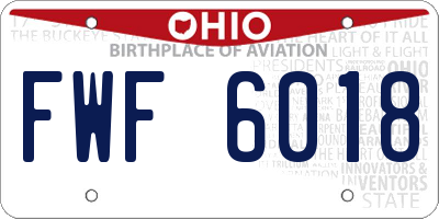 OH license plate FWF6018
