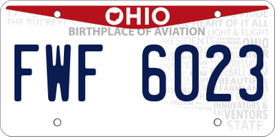 OH license plate FWF6023