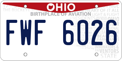 OH license plate FWF6026