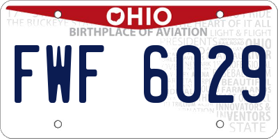 OH license plate FWF6029