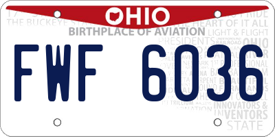 OH license plate FWF6036