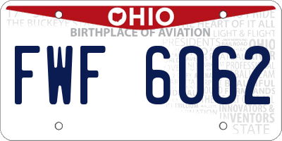 OH license plate FWF6062