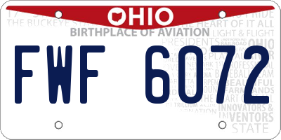 OH license plate FWF6072