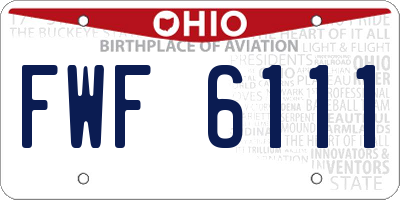 OH license plate FWF6111