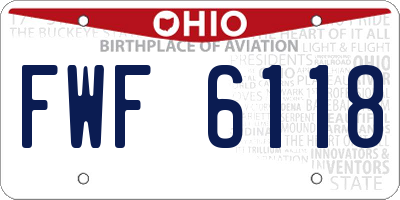 OH license plate FWF6118