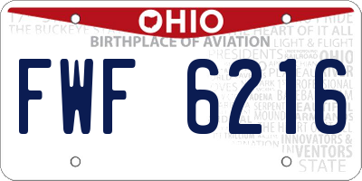OH license plate FWF6216