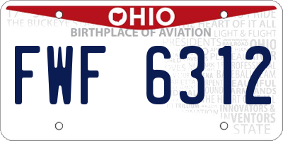 OH license plate FWF6312