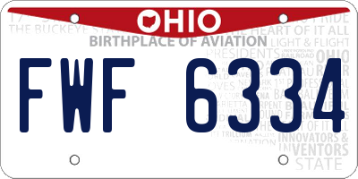 OH license plate FWF6334