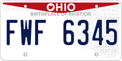OH license plate FWF6345