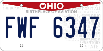 OH license plate FWF6347