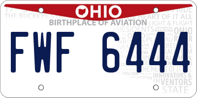 OH license plate FWF6444