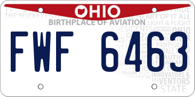 OH license plate FWF6463