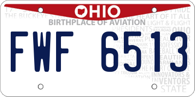 OH license plate FWF6513
