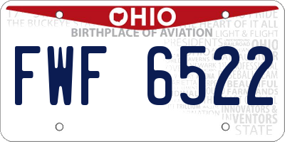 OH license plate FWF6522