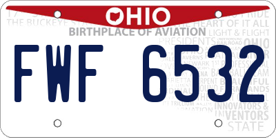 OH license plate FWF6532