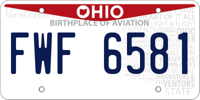 OH license plate FWF6581