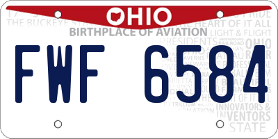 OH license plate FWF6584