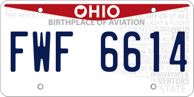 OH license plate FWF6614
