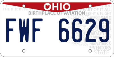 OH license plate FWF6629
