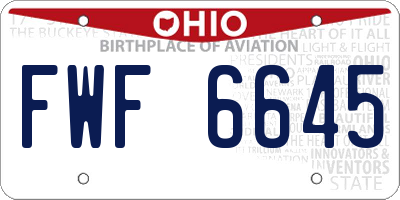 OH license plate FWF6645