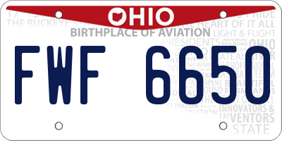 OH license plate FWF6650