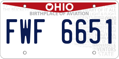OH license plate FWF6651