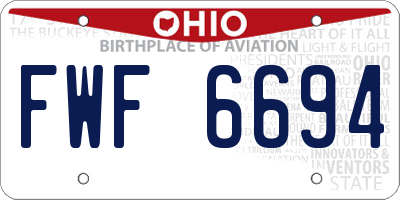 OH license plate FWF6694