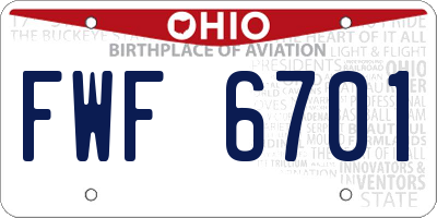 OH license plate FWF6701