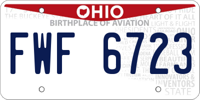OH license plate FWF6723