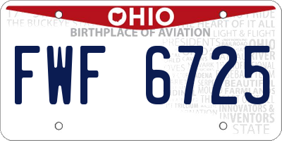 OH license plate FWF6725