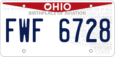 OH license plate FWF6728
