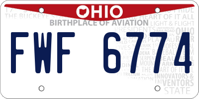 OH license plate FWF6774