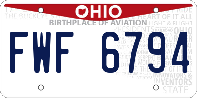 OH license plate FWF6794