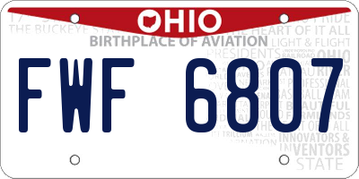 OH license plate FWF6807