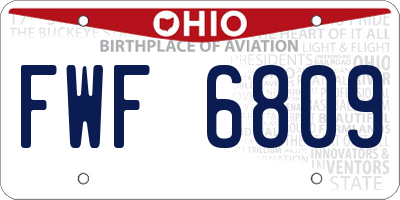 OH license plate FWF6809