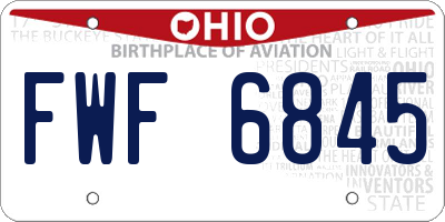 OH license plate FWF6845