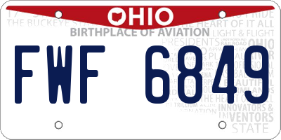 OH license plate FWF6849
